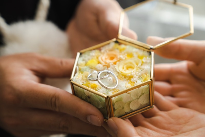 和装撮影をするお二人はほぼ指輪をご持参になります