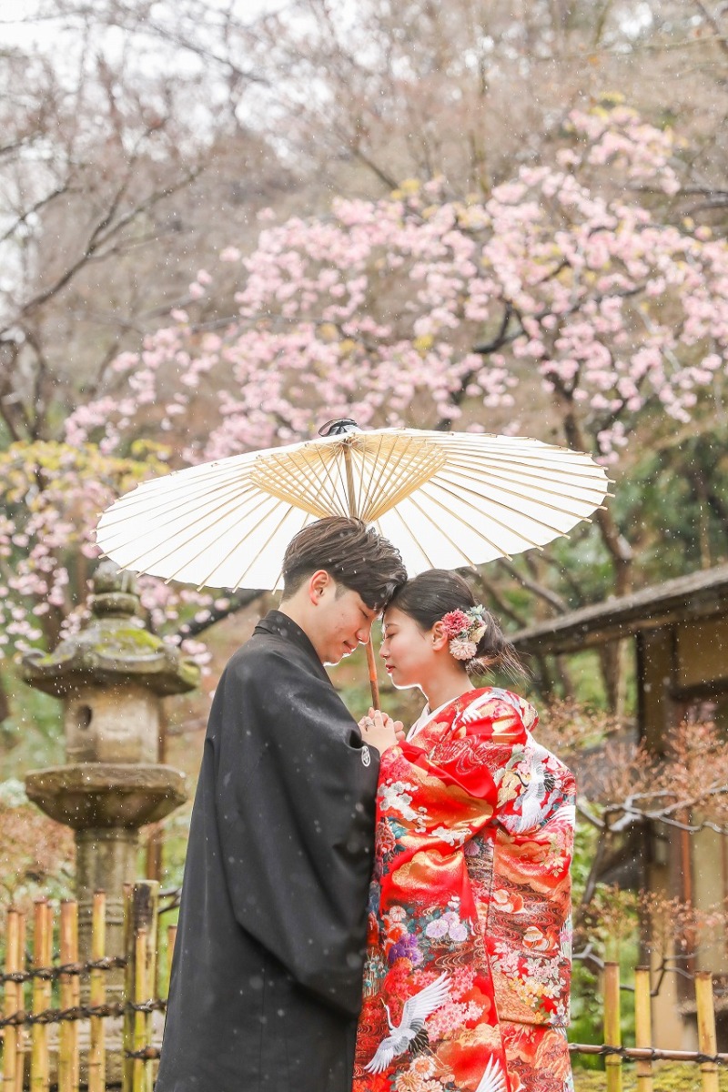 大寒桜をバックに!