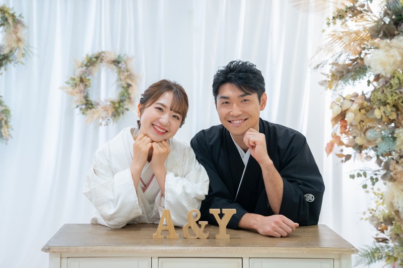 お二人のイニシャルとの撮影