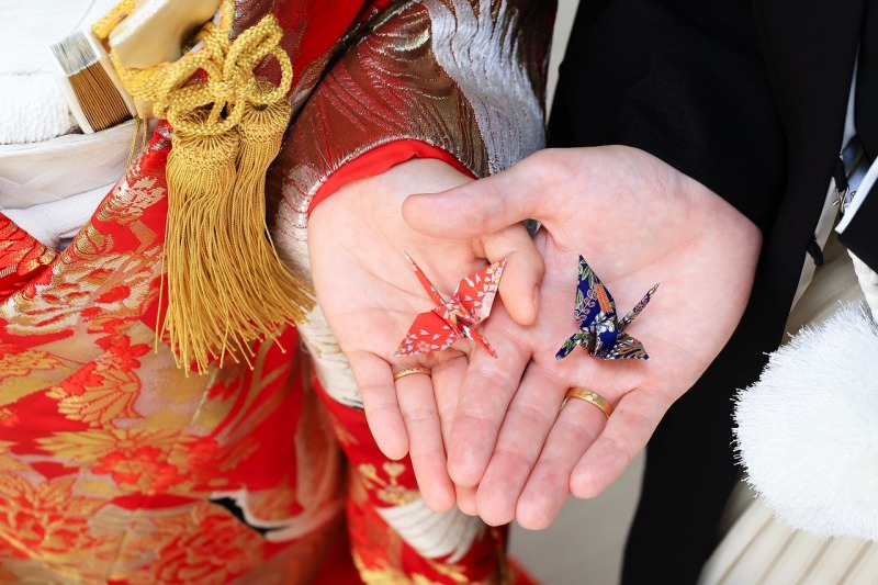 小物のお持ち込み折り鶴