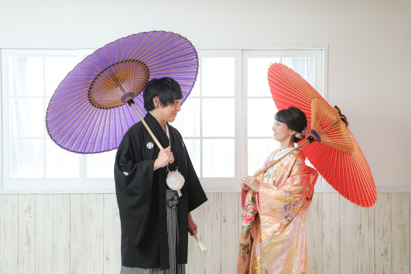 和装の雰囲気で番傘撮影！
