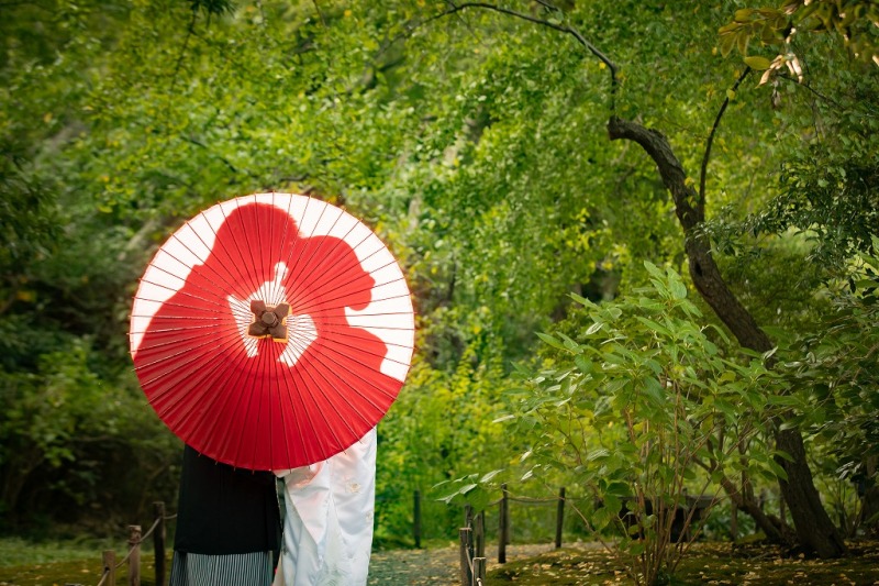 番傘を使ったシルエット