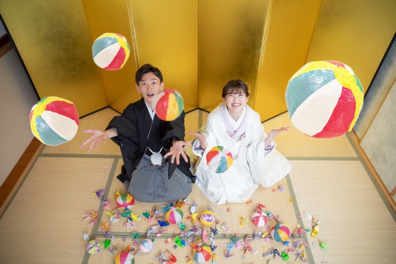 紙風船と折り鶴