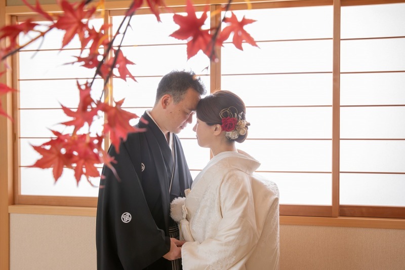 紅葉と一緒に