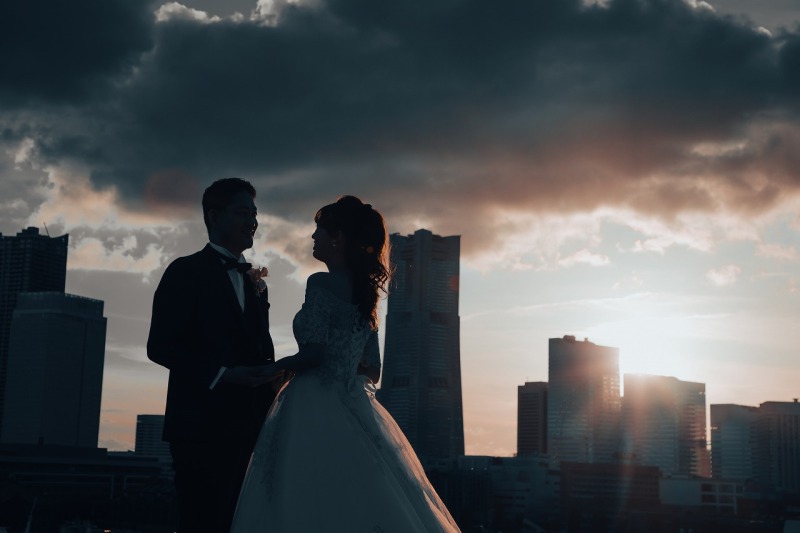 みなとみらいに沈む夕日