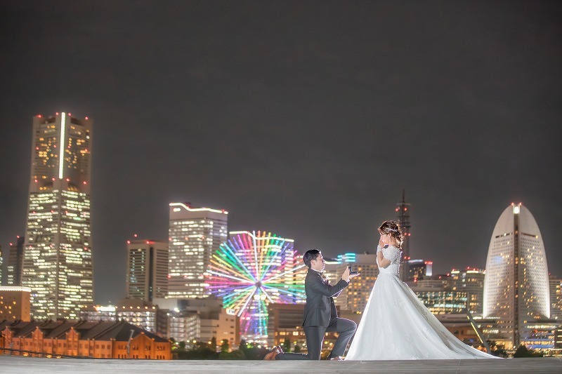 【早割★12/16~1/31撮影】和洋ロケ(三渓園+大桟橋:夜景)弐点プラン《衣装追加料金なし・申請料・移動費・データ210枚》