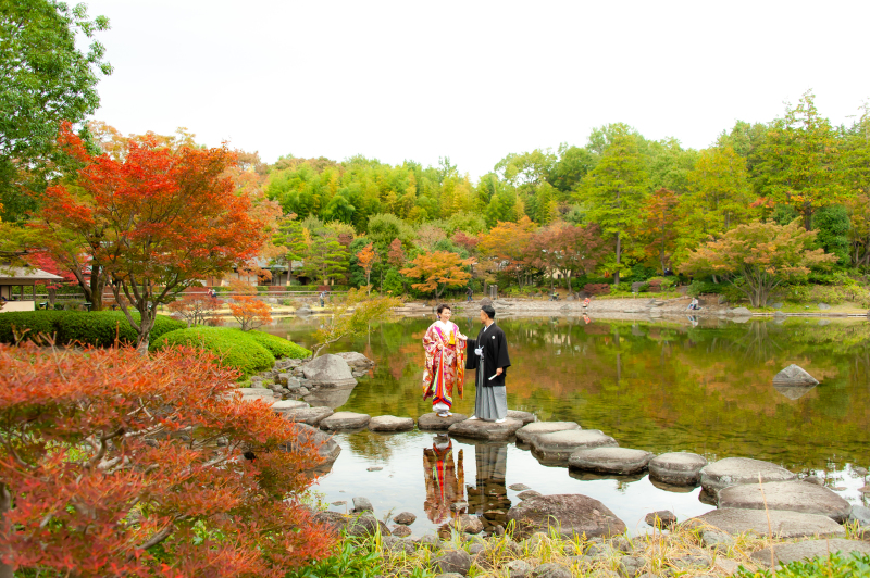 紅葉が綺麗な昭和記念公園 撮影日 19年11月13日 西八王子 華雅苑 西八王子店 東京都でフォトウェディング探すならphotorait