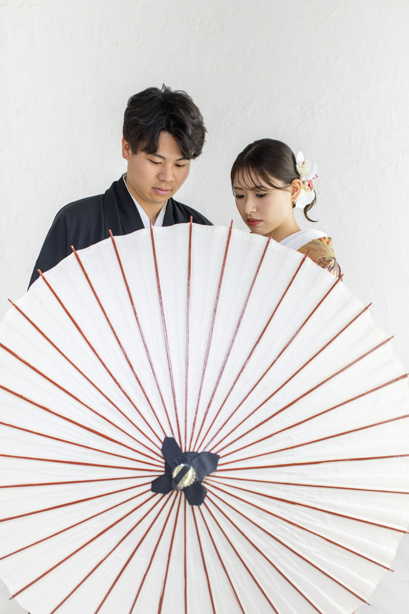 和傘を持って&hellip;