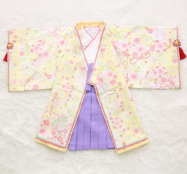 ワンタッチ和装　女の子80cm　クリーム