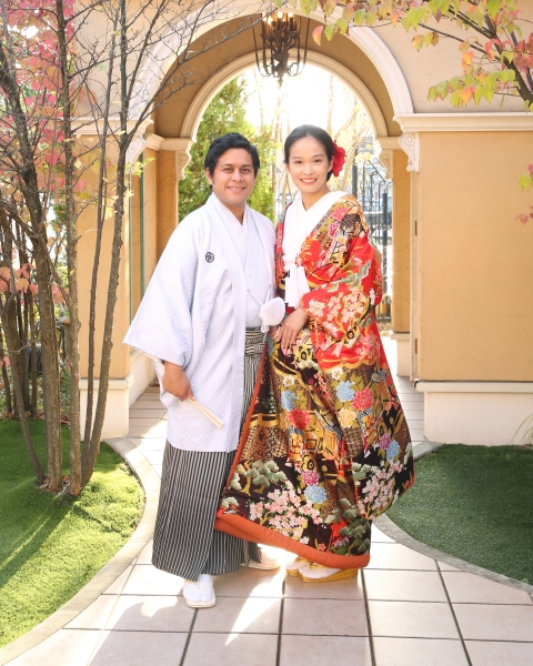 紅葉のガーデンにて