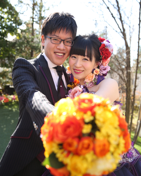 オレンジのブーケが素敵！