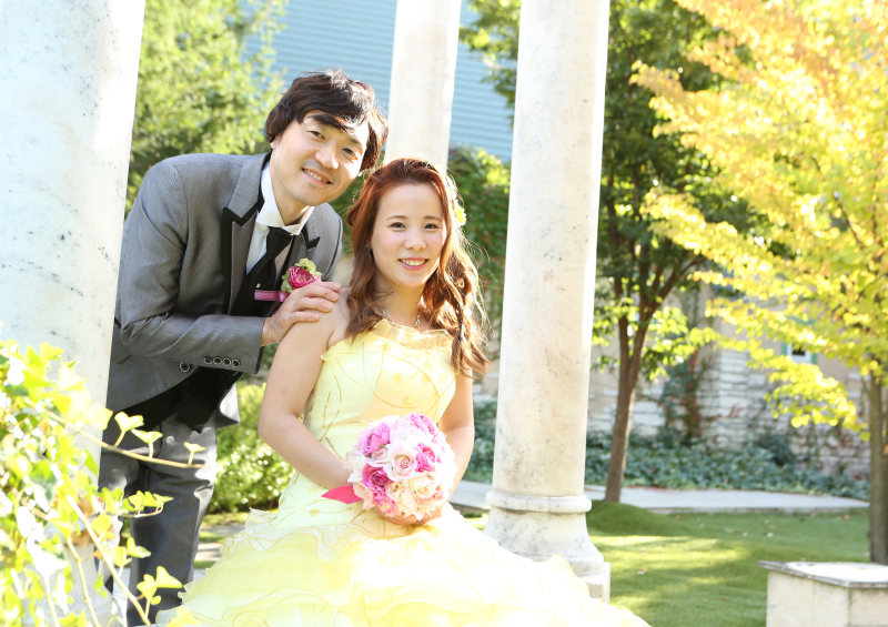 カラードレスはダウンスタイルに♪