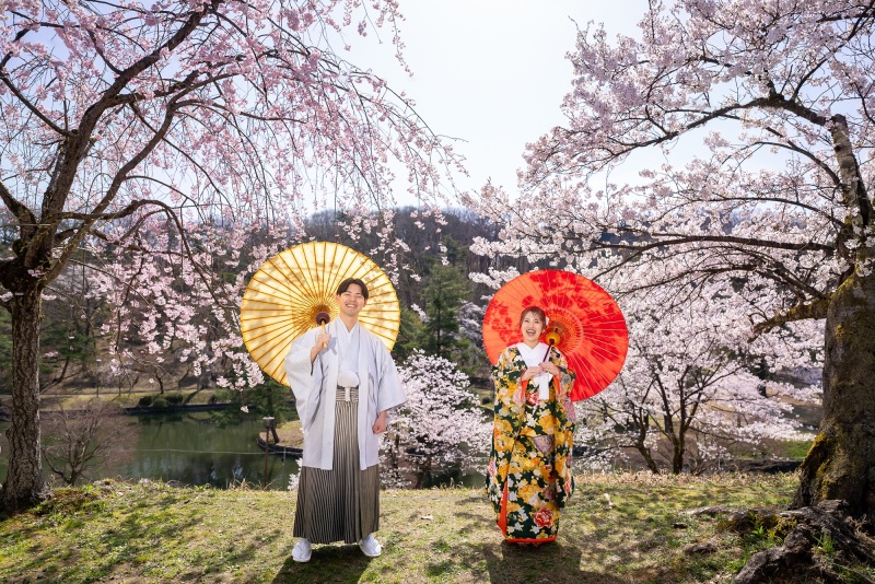 【旧長岡市内◆桜出張ロケーション&times;和装】季節限定桜ロケ―ション撮影プラン【六切写真台紙付】