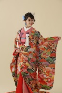 C61朱地鹿子御所車松