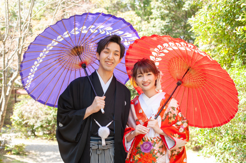 番傘を使った鮮やかな撮影♡