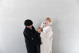 家族と一緒にフォトウェディング