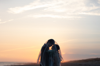 夕日フォトウェディングロケーション撮影