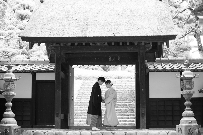 神社でのシックな撮影