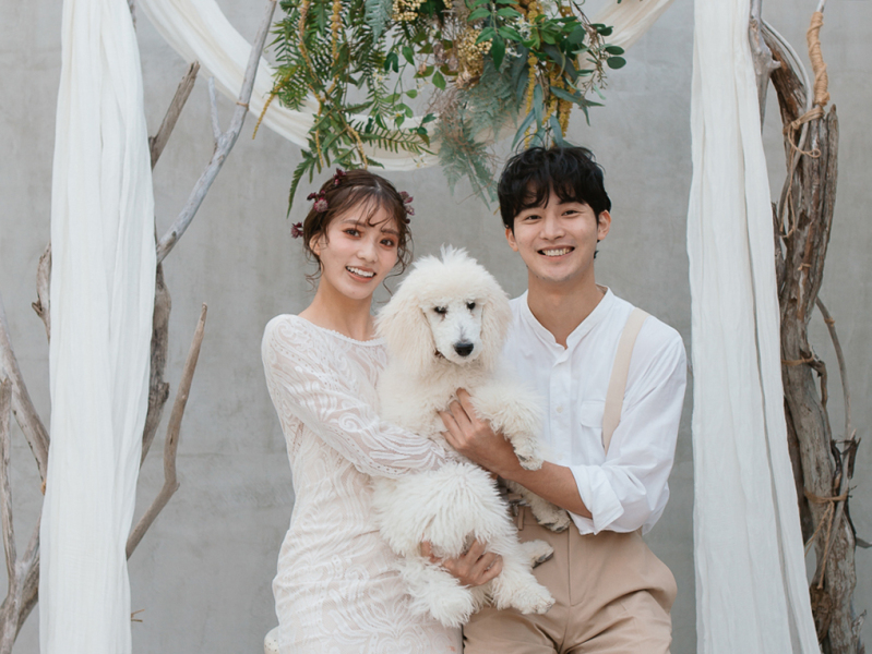 シイキ写真館　amu wedding　_ペットと一緒に撮影できる