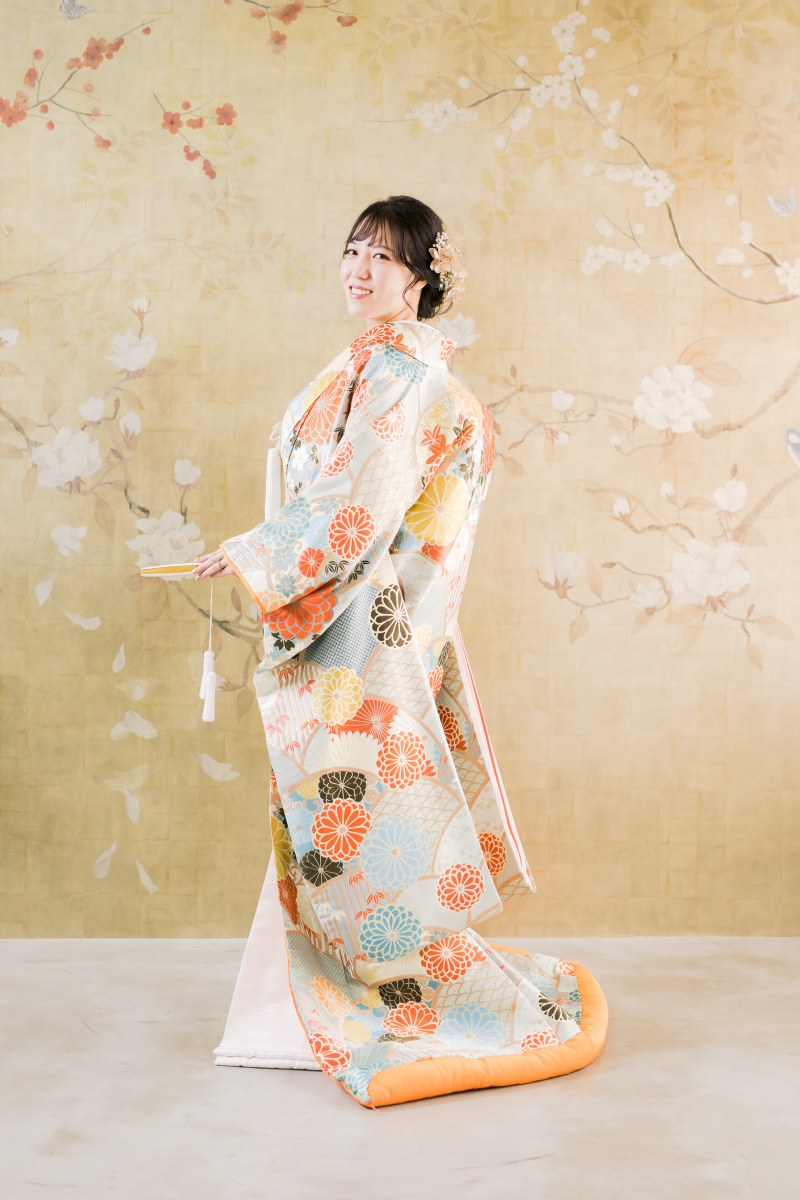 色打掛 菊花青海紋