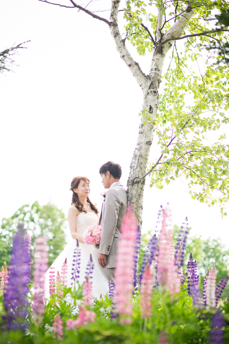 お花と一緒に撮影