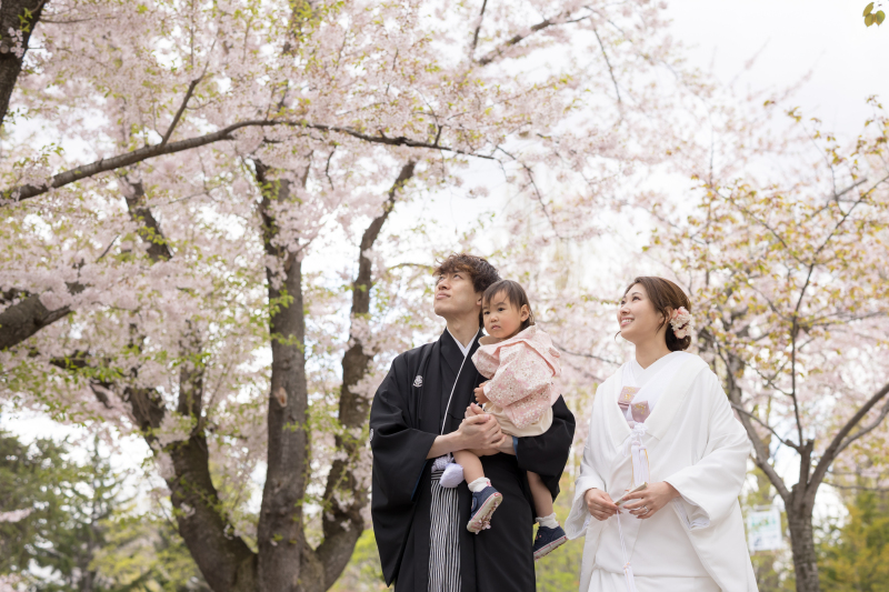 子どもと桜フォトウェディングを撮りに行こう！札幌