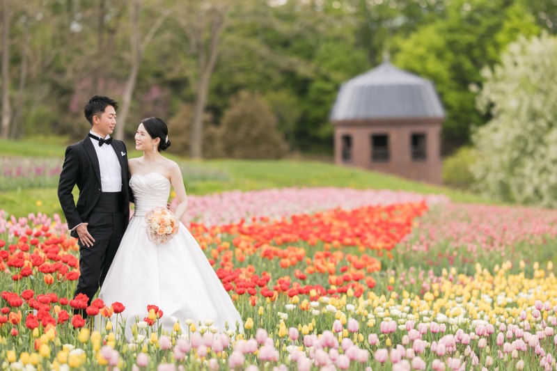 お花に囲まれて・・・