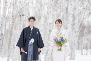 モエレ沼公園で雪フォトウェディング