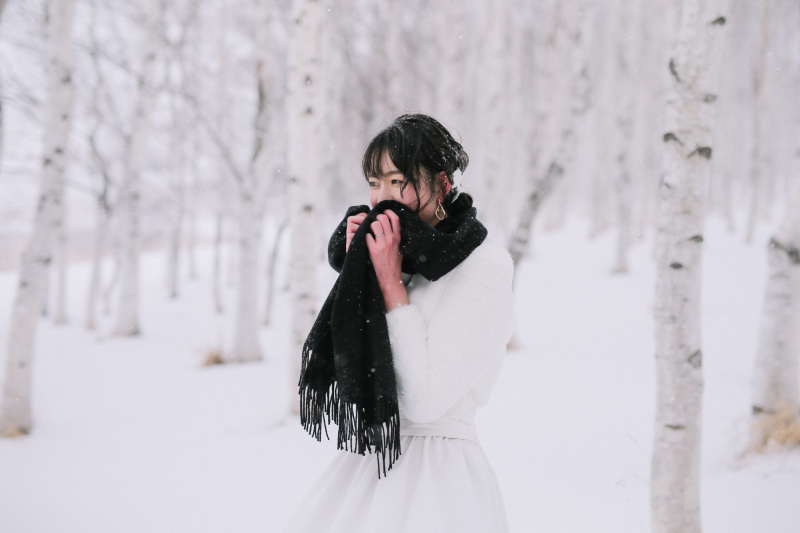 北海道らしい白樺の中で