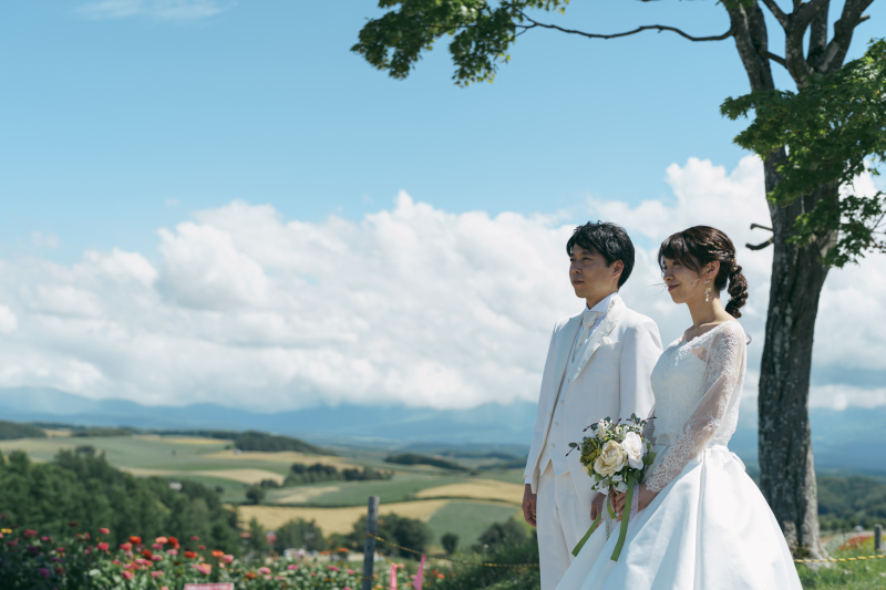 富良野の花畑でフォトウェディング！｜四季彩の丘
