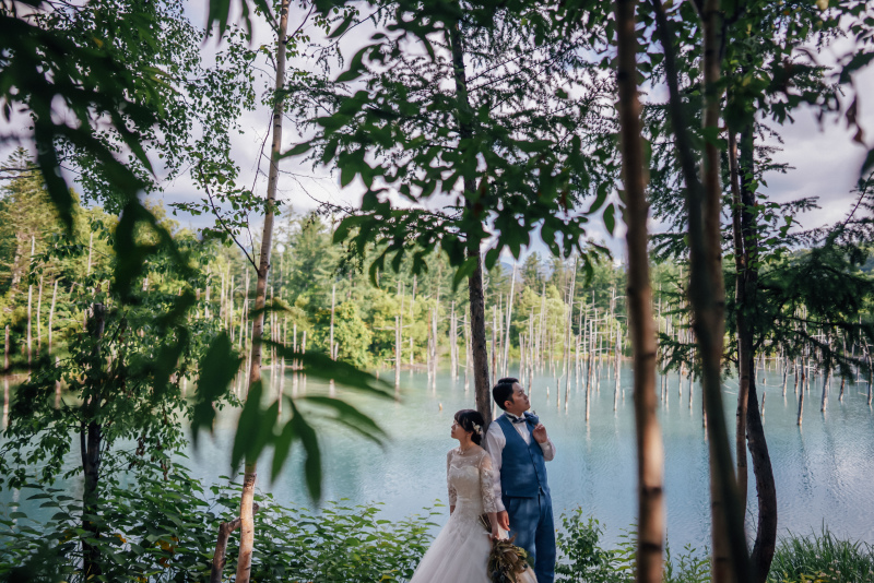 幻想的な青い池