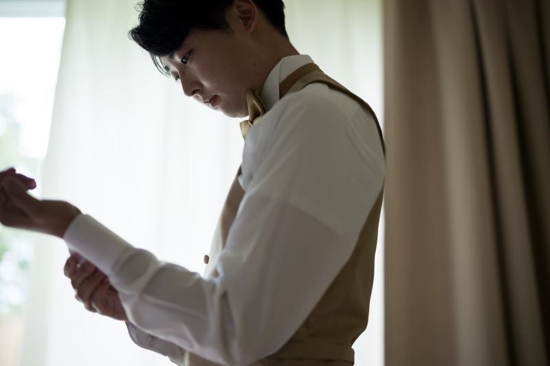 ボタンをとめて