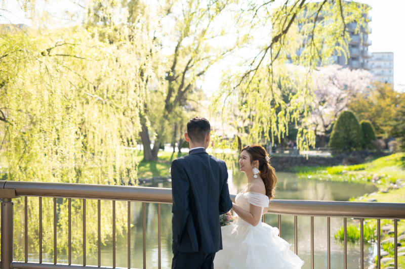 桜でフォトウェディング・前撮り