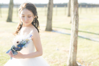 お馬さんと可愛い花嫁写真