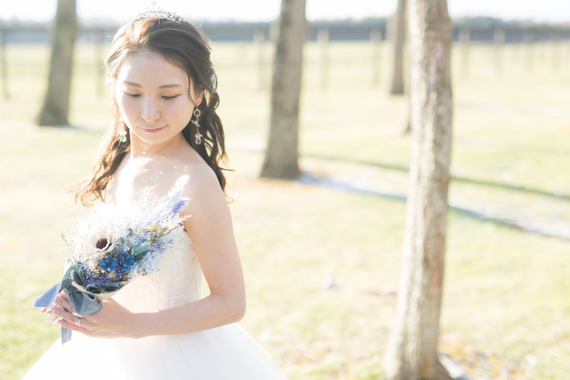 お馬さんと可愛い花嫁写真