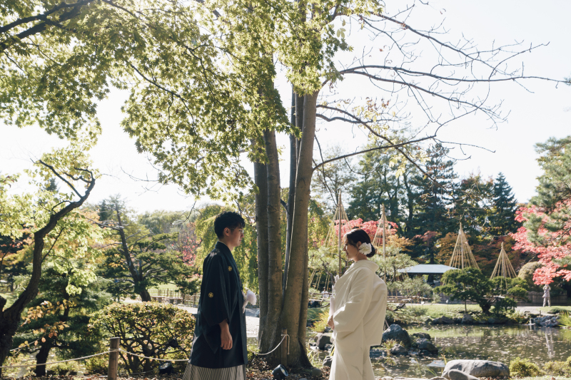 紅葉が美しい中島公園で和装ロケーション