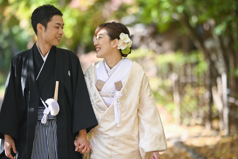 中島公園で紅葉フォトウェディング・前撮り