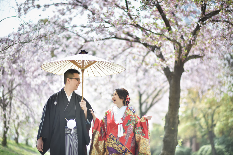 日本の桜と一緒に