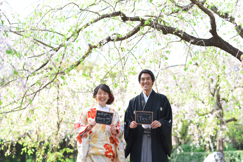 手作りのボードと一緒に