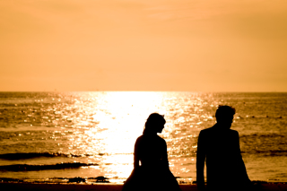 ビーチでサンセット撮影