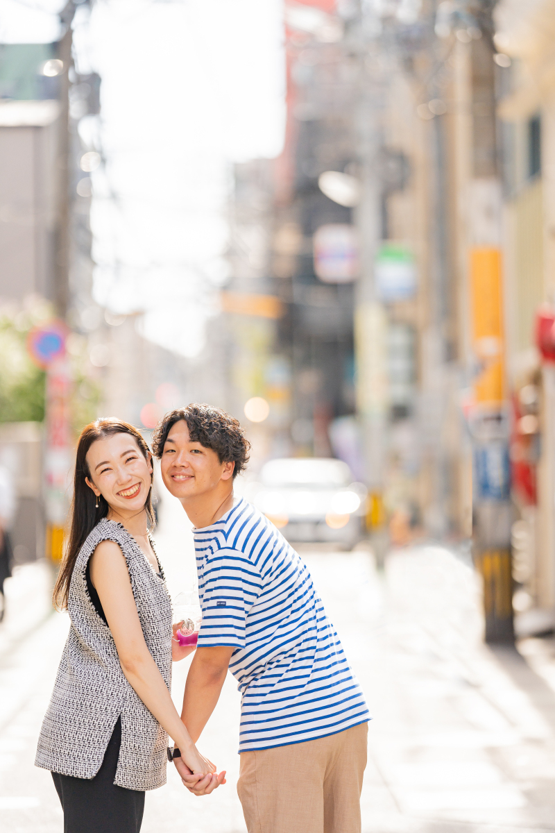 夕方の逆光を使って楽しい雰囲気で♪