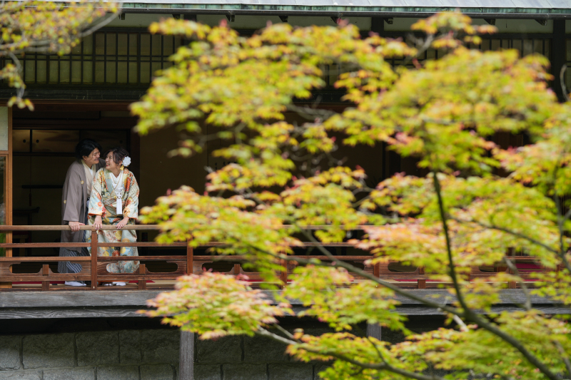 日本らしく庭園で