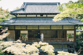 友泉亭にて和装ロケ