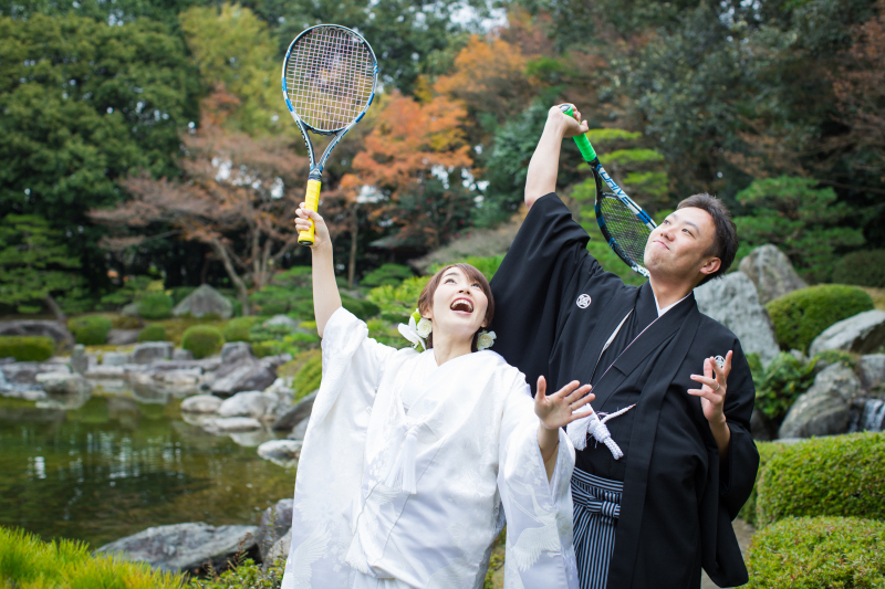 テニスラケットを使って