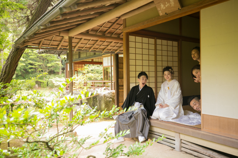 庭園で楽しく撮影