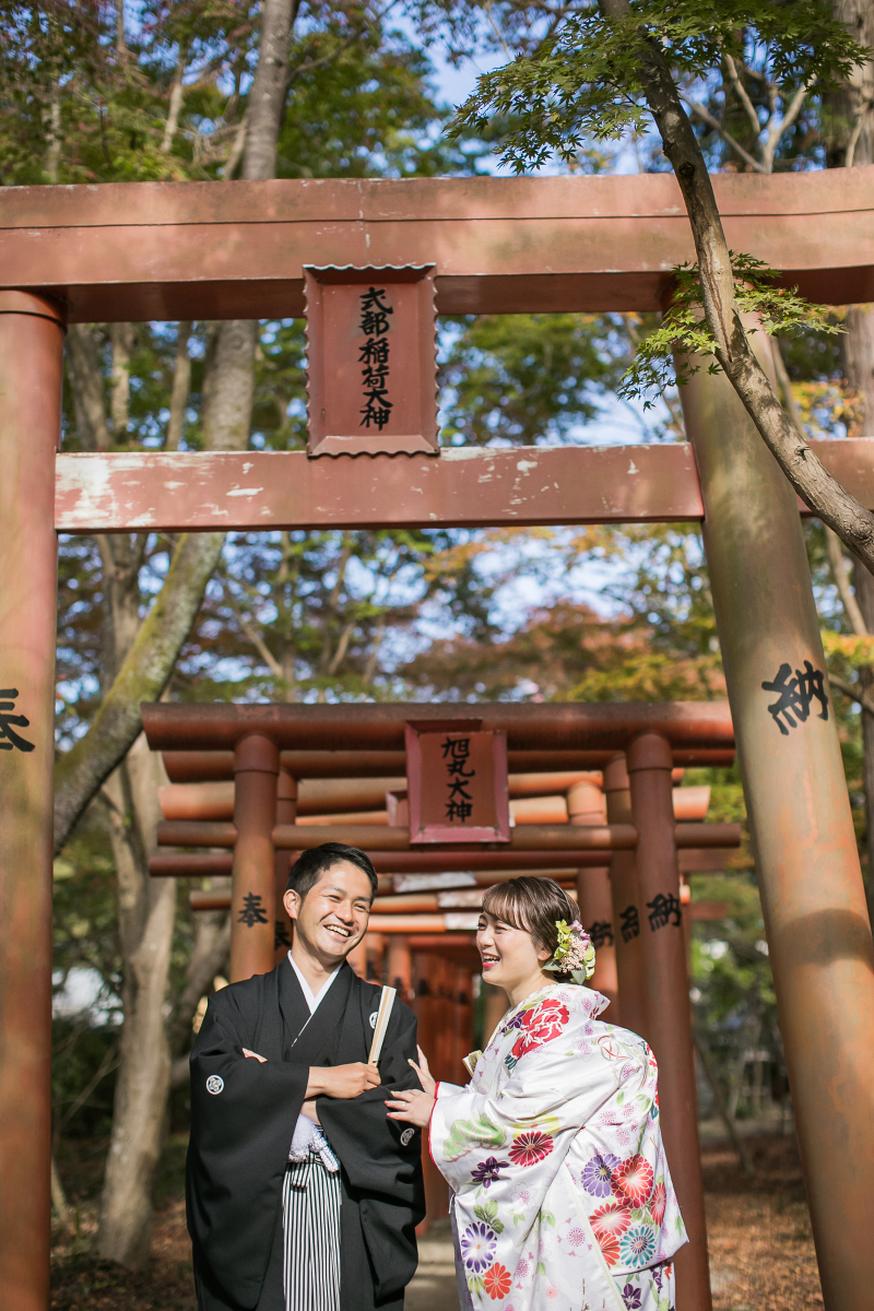 鳥居と一緒に。