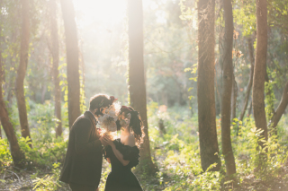 庭園と海でロケーション撮影