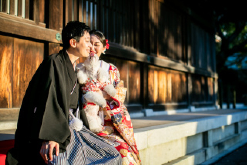 【ペットと一緒に撮影】ロケーションフォト（和装1着＋新婦ヘアメイク＋全データ）