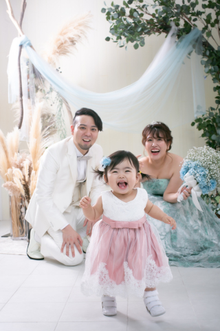 ベビーと一緒、スタジオでの撮影