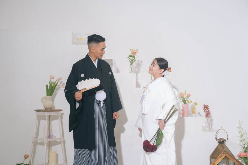 可愛いお花に囲まれて